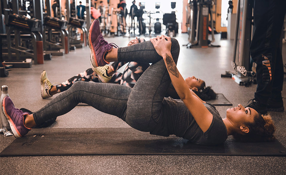 Women stretching in gym