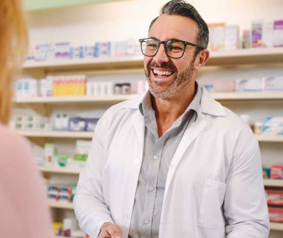 Laughing pharmacist
