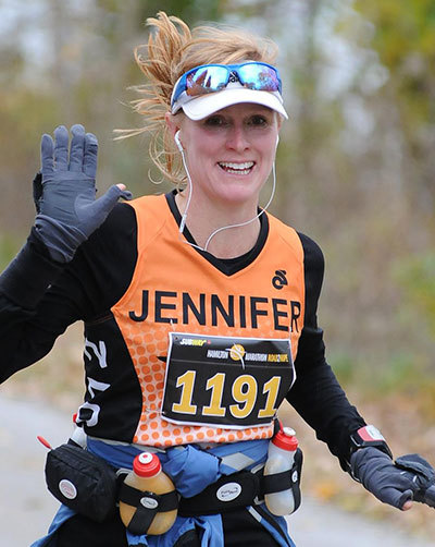 Jennifer running the Hamilton Marathon