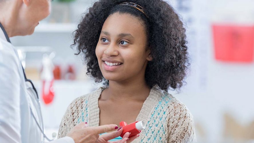Young woman learning about her new inhaler