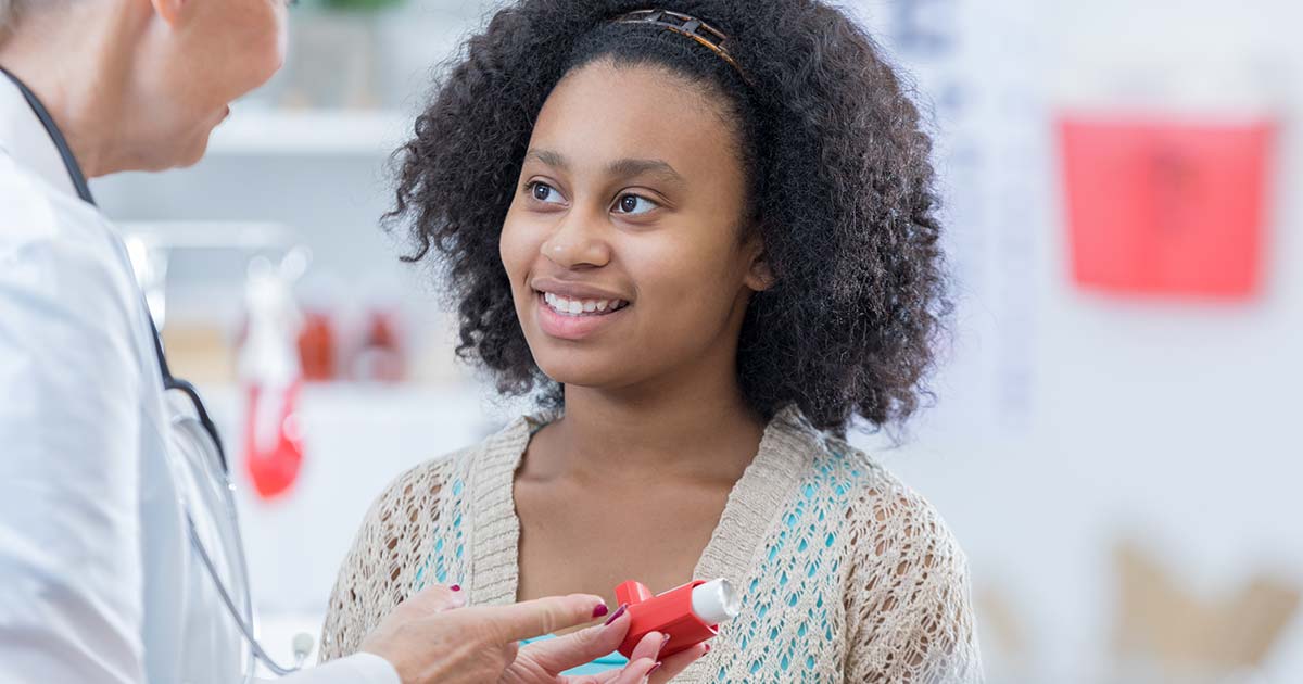 Young woman learning about her new inhaler