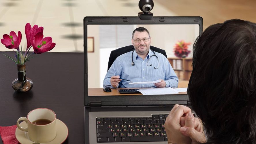 Patient receiving medial advice via a video call