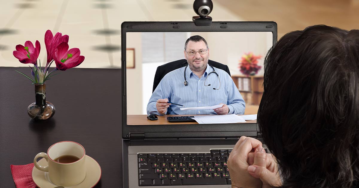 Patient receiving medial advice via a video call