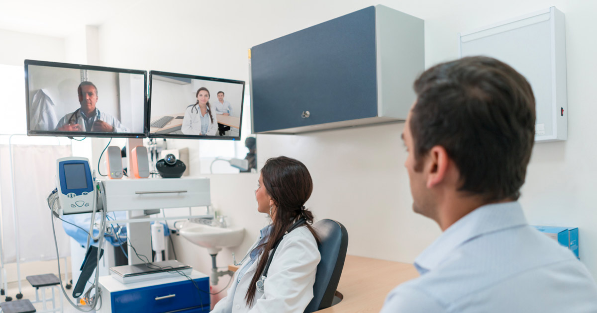 Doctors having a video conference