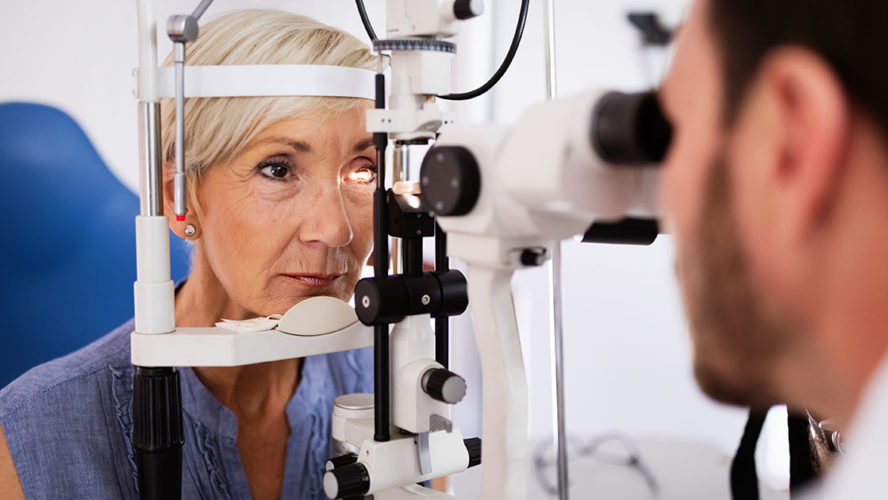 Woman getting her eyes checked