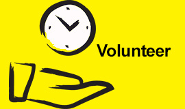 The volunteer icon (a hand with a floating clock above it).