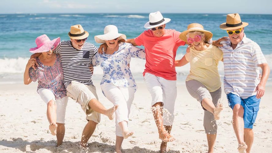 Elderly people on vacation at the beach
