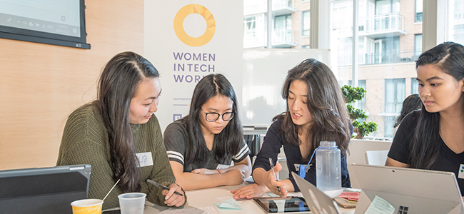 Four women at Women in Tech World