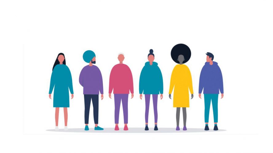 Silhouette illustration of diverse people