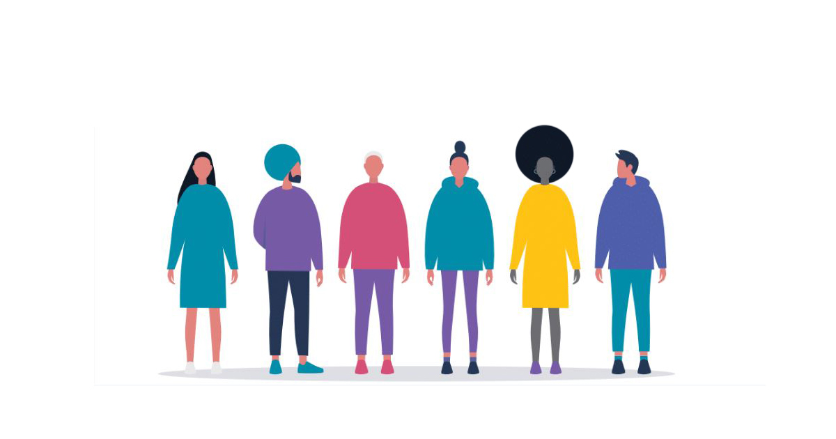 Silhouette illustration of diverse people