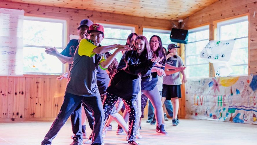 Children dancing at the Right To Play Haliburton Youth Camp