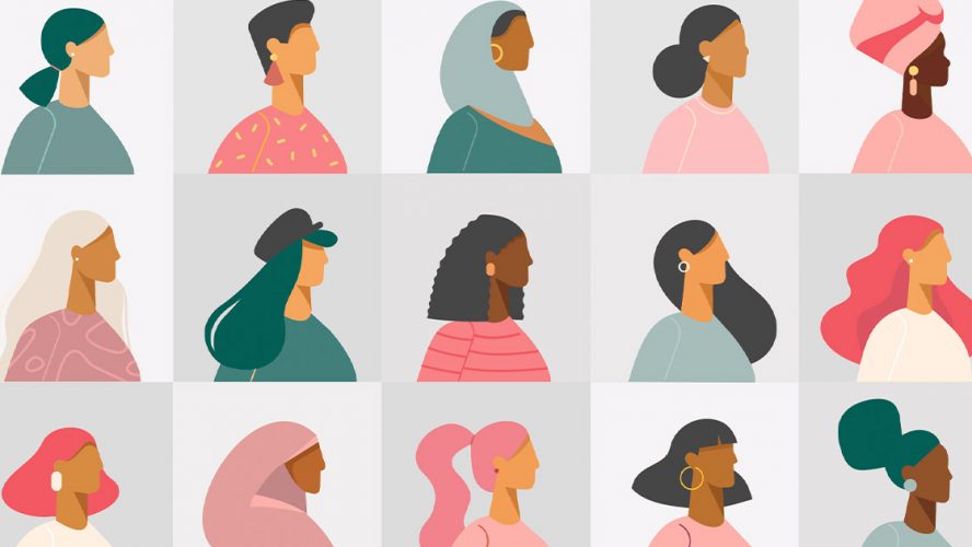 Illustrated silhouettes of diverse women