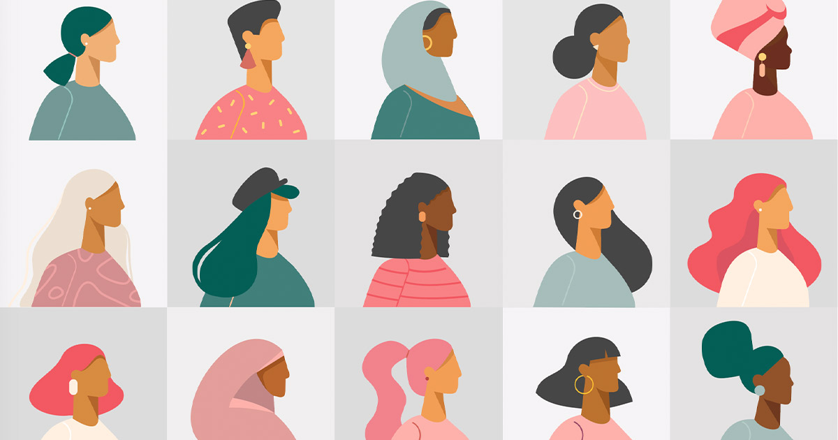 Illustrated silhouettes of diverse women
