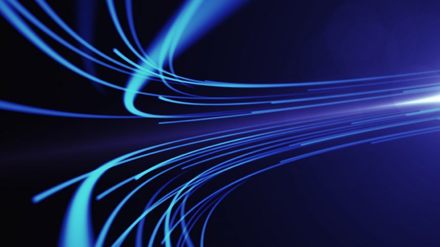 Abstract digital rendering of a fibre-optic network