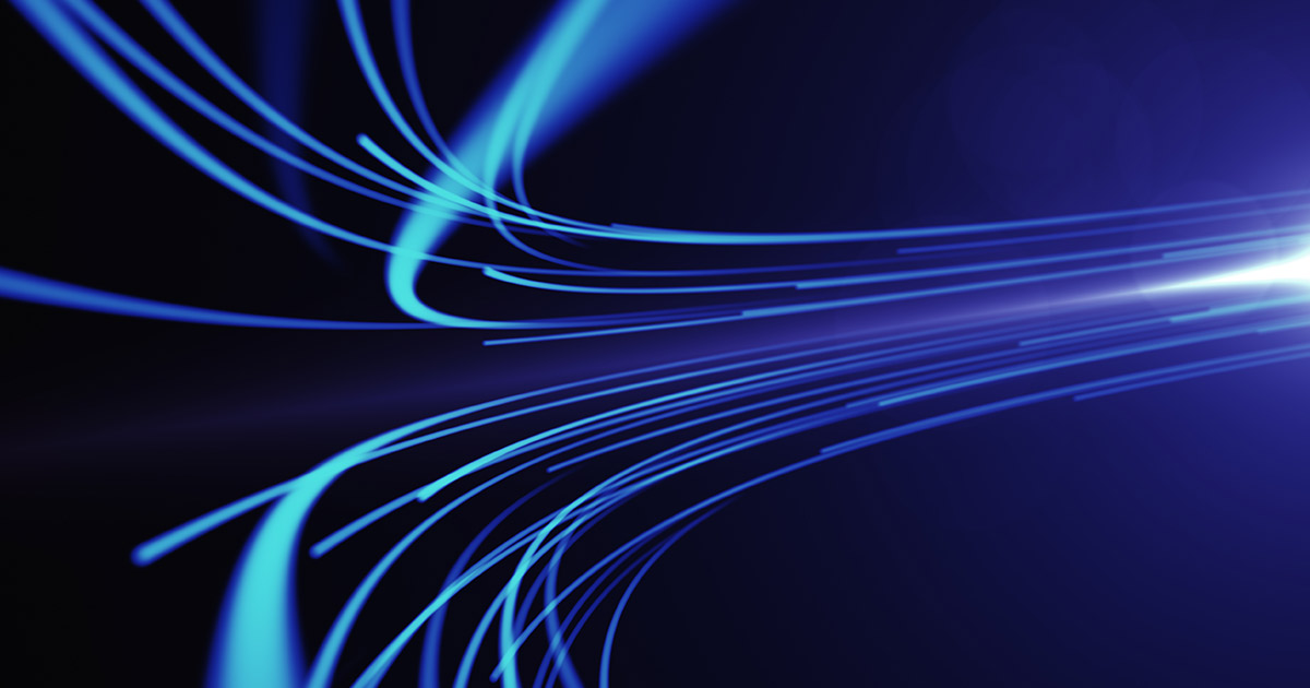 Abstract digital rendering of a fibre-optic network