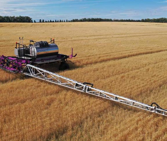 Large crop machine on an Albertan farm