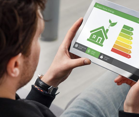 Energy efficiency mobile app on screen