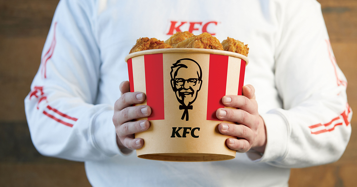 KFC holding bucket