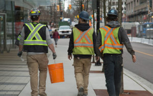 construction workers walking
