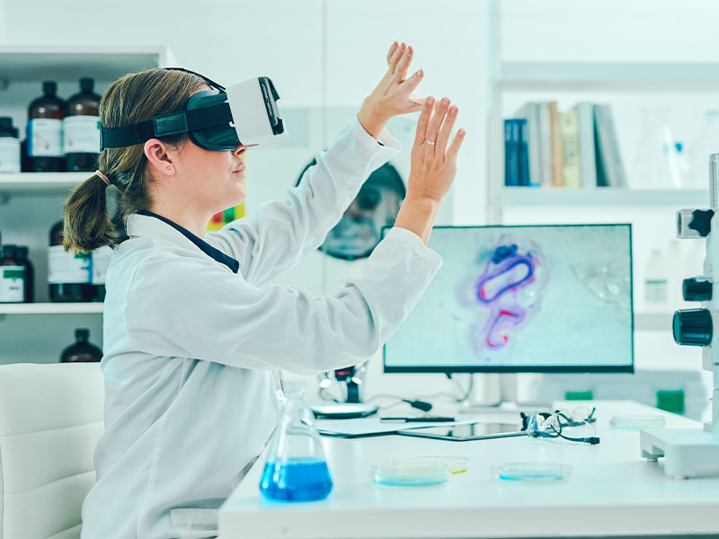 Lab scientist performing tests