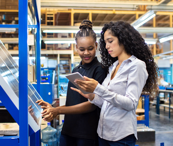 Women in manufacturing working together