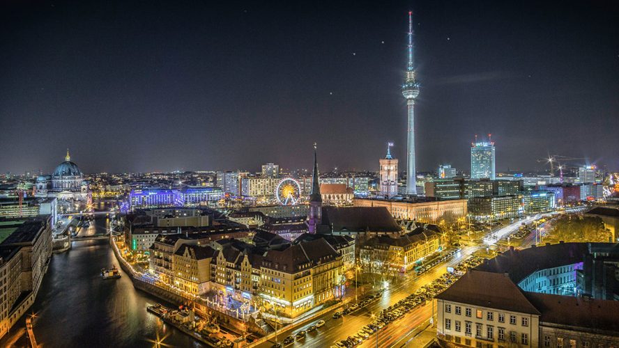Berlin skyline by night