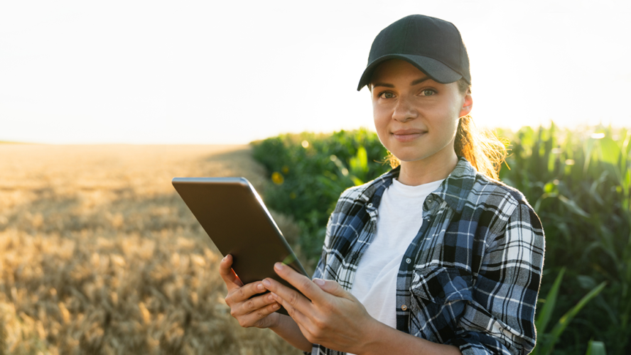 Woman farmer with a digital tablet