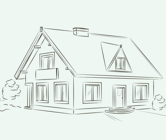 Stregtegning af lille hus