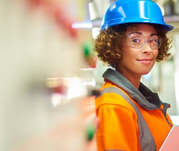 Female engineer in PPE