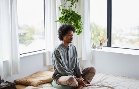 black man meditating