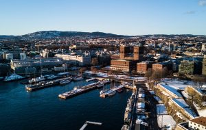 Dronefoto over Oslo
