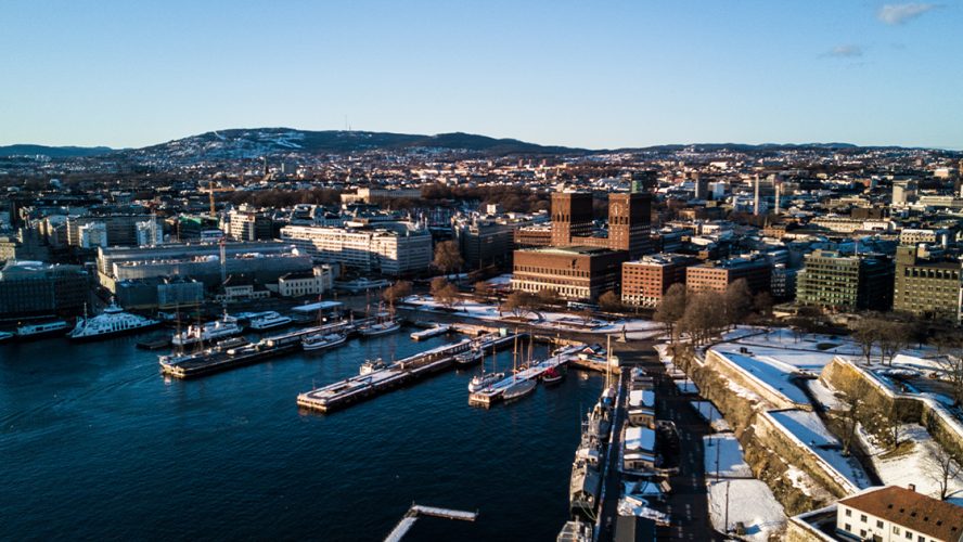Dronefoto over Oslo