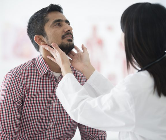 Checking the Size of a Man's Lymph Nodes