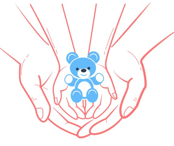 concept of child protection toy bear