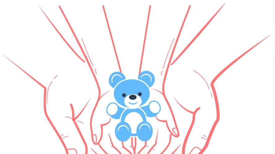 concept of child protection toy bear