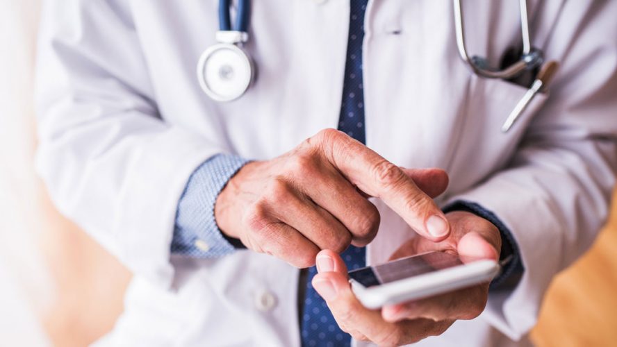 doctor on phone mobile social media