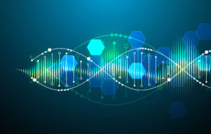 Science template, wallpaper or banner with a DNA molecules