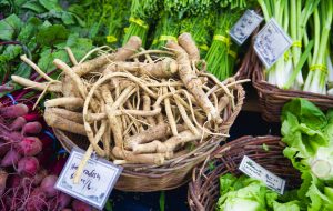 farmer's market horseradish, beets, green garlic and lettuce