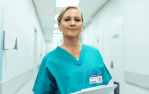 Portrait of mature female nurse working in hospital