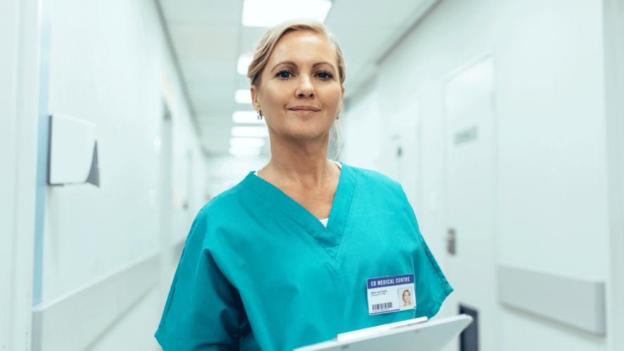 Portrait of mature female nurse working in hospital